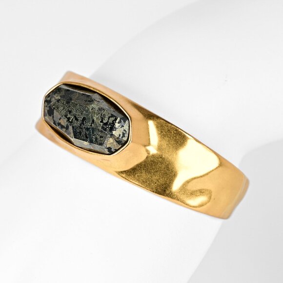 Kendra Scott Anna 14K Gold-plated Cuff Bracelet, Statement Bracelet Black Pyrite - Picture 3 of 12